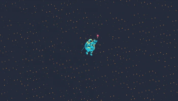 blue astronaut in space wallpaper simple background 2k