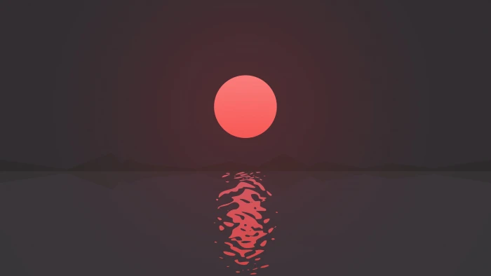 full moon Sun minimalism mountains reflection sea vector 2k 4k