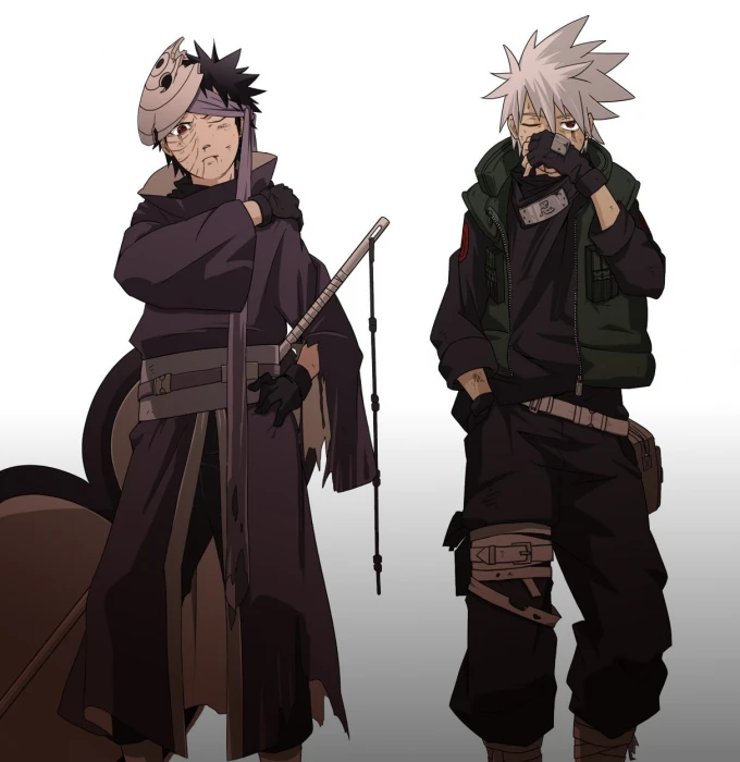 Hatake Kakashi and Uchiha Obito Naruto Shippuuden artwork Nohara Rin