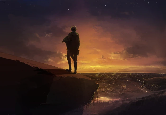 man standing on cliff digital wallpaper Anime Attack On Titan