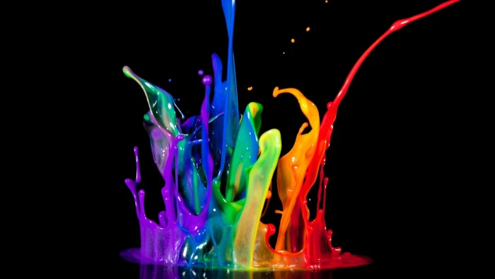 purple blue green red and orange color splash paint bursts 2k