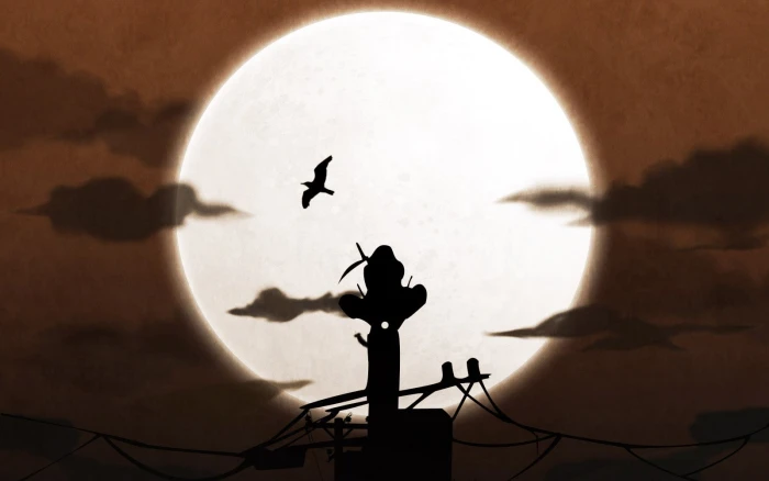 silhouette of man on pole illustration Naruto Shippuuden Uchiha Itachi 2k