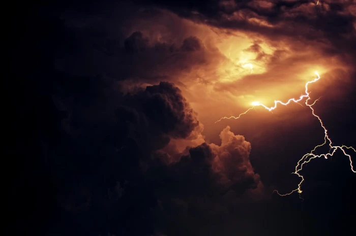 sky nature landscape clouds dark lightning storm sunlight 2k