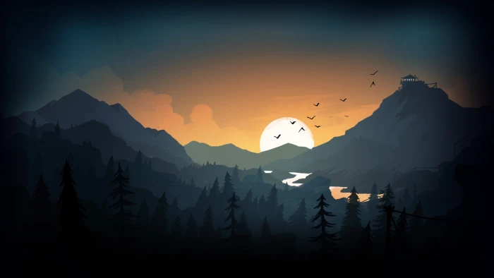 Sunset The sun evening Mountains game River Forest 2k