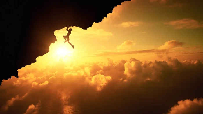 untitled nature landscape clouds rock climbing men silhouette 2k