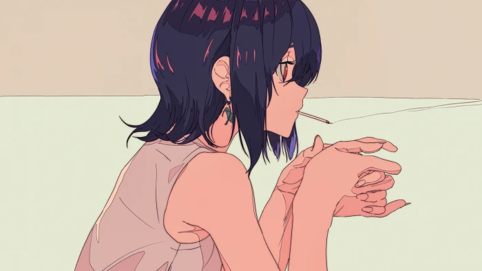 anime manga girls cigarettes simple background smoking 2k