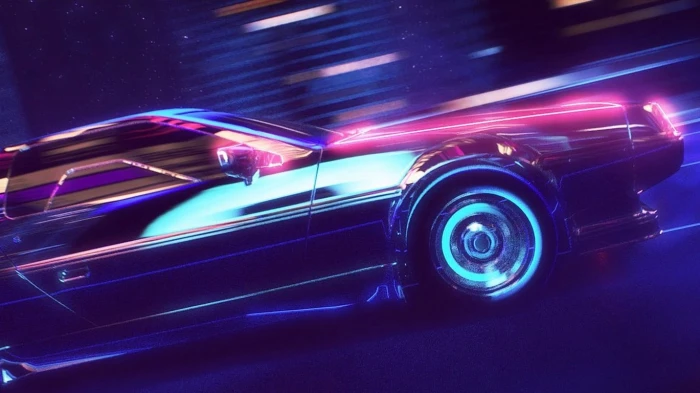 black car pink and blue timelapse photography New Retro Wave