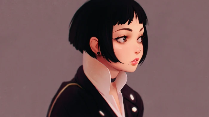 black haired anime character women digital art Ilya Kuvshinov 2k