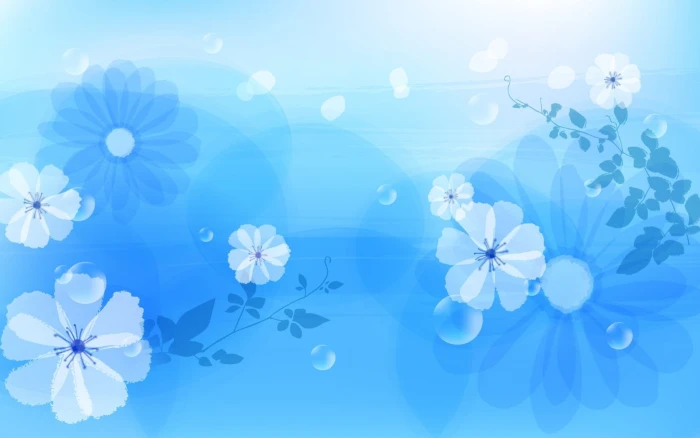 blue and white floral wallpaper flowers abstract background 2k