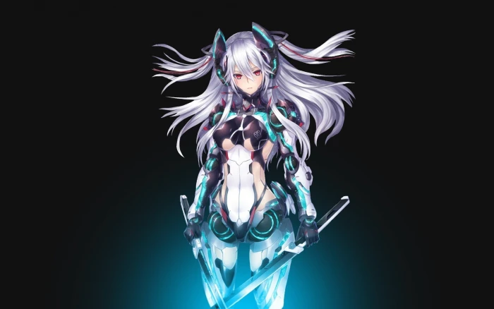 female anime character digital wallpaper mecha girls 2k