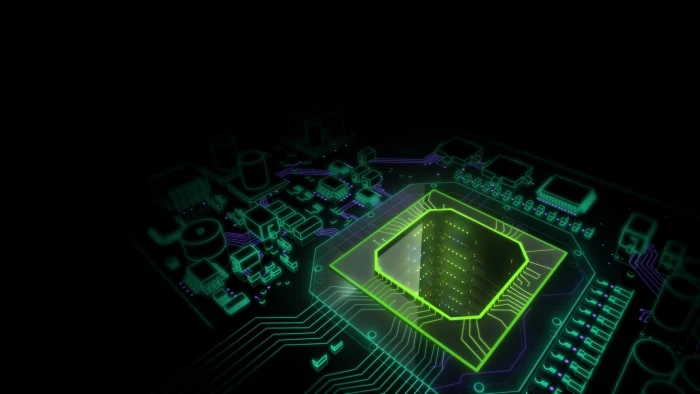 green and black circuit board illustration computer render 2k