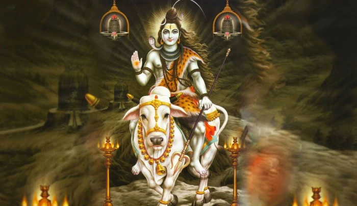 Lord Shiva Sitting On Nandi painting God religion