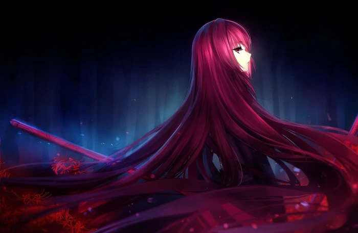 long hair anime girls Lancer Fate Grand Order Scathach 2k