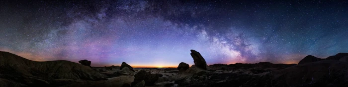 Milky way view Toadstools Panorama night photography Astrophotography 2k