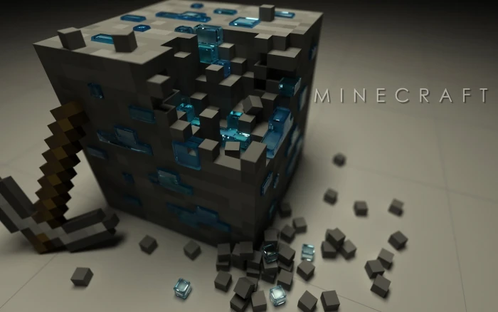 Minecraft poster block with pickaxe illustration 2k