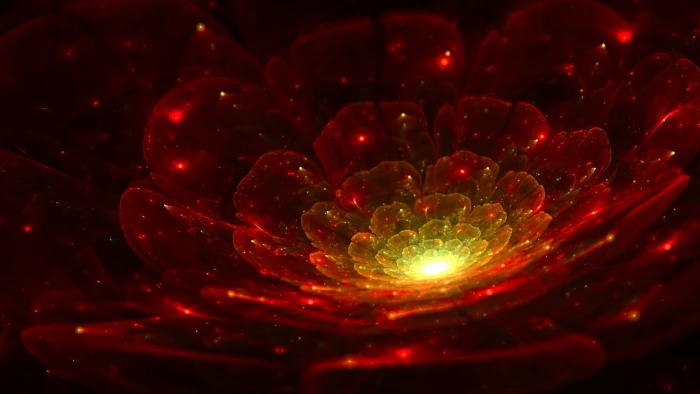 red and yellow illustration abstract digital art fractal flowers 2k