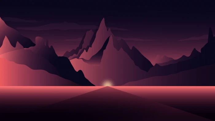 nature sky digital art mountains minimal landscape dawn 2k 4k