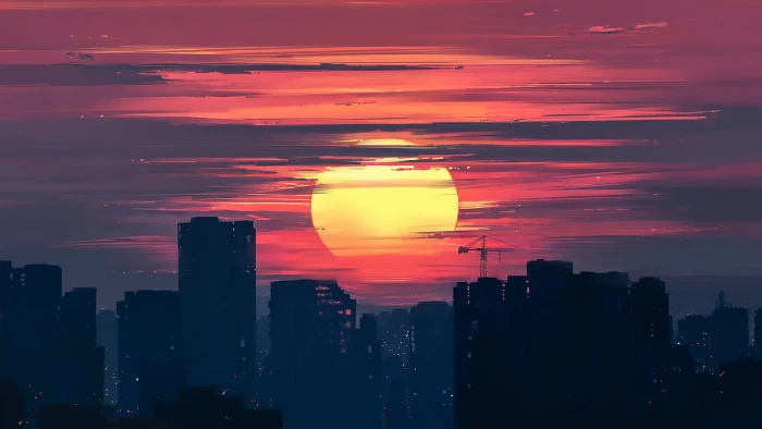 silhouette of city landscape photography skyline during sunset 2k