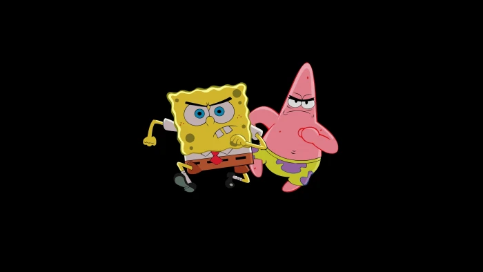 Spongebob Squarepants and Patrick illustration simple background 2k 4k