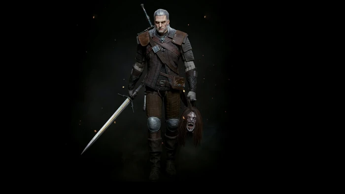 Swords Black background Geralt of Rivia Gwynbleidd White Wolf 2k