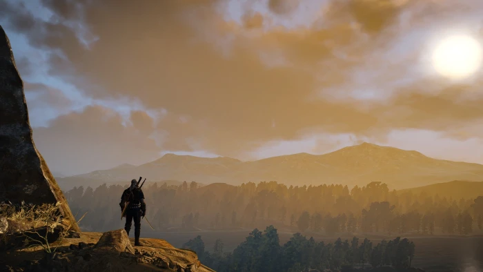 The Witcher 3 Wild Hunt landscape Geralt of Riva sunset 2k
