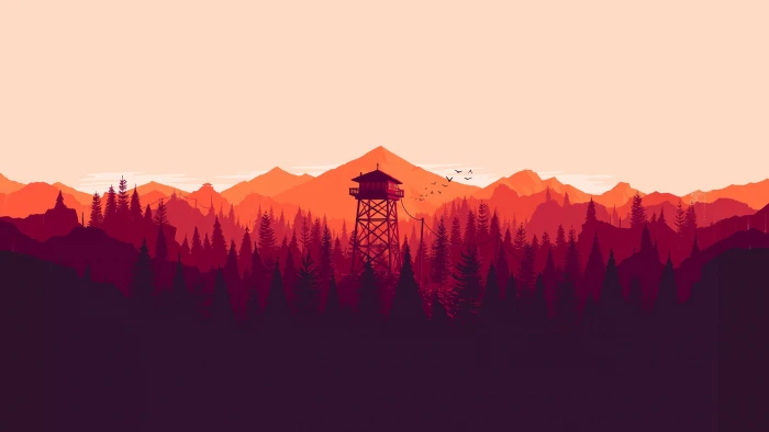 video games artwork forest tower Olly Moss digital art 2k