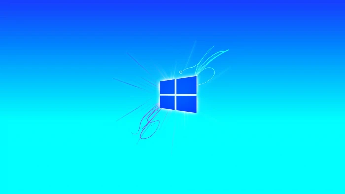 Windows logo Microsoft neon abstract cyan simple 2k 4k