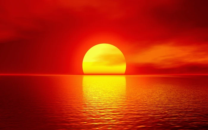 Amazing Summer Sunset sea red sky scenery view photo background 2k