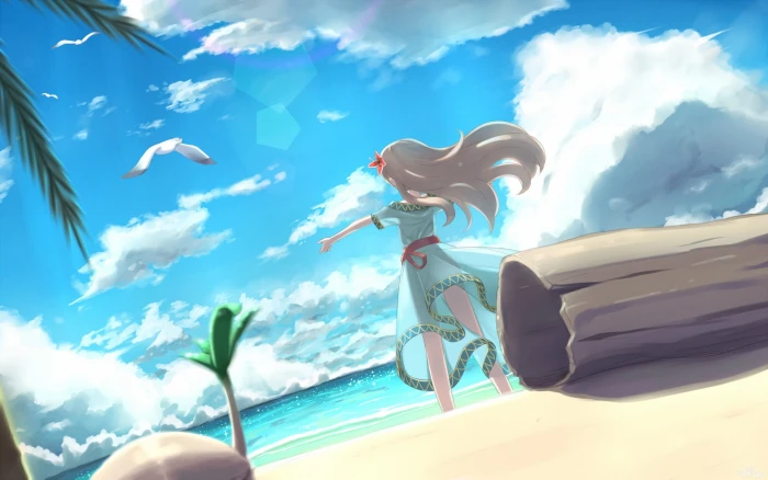 anime girls beach The Legend of Zelda cloud sky nature 2k