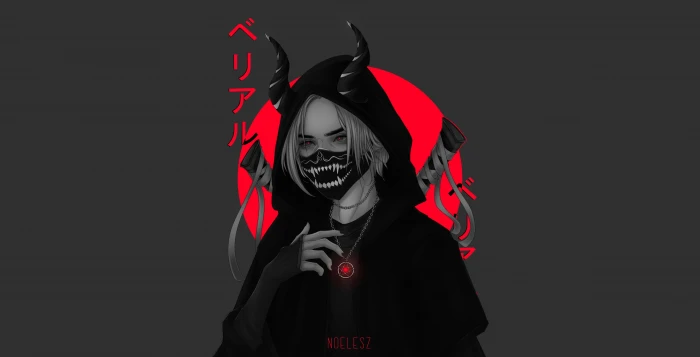 anime girls mask simple background 16 2k 4k 5k