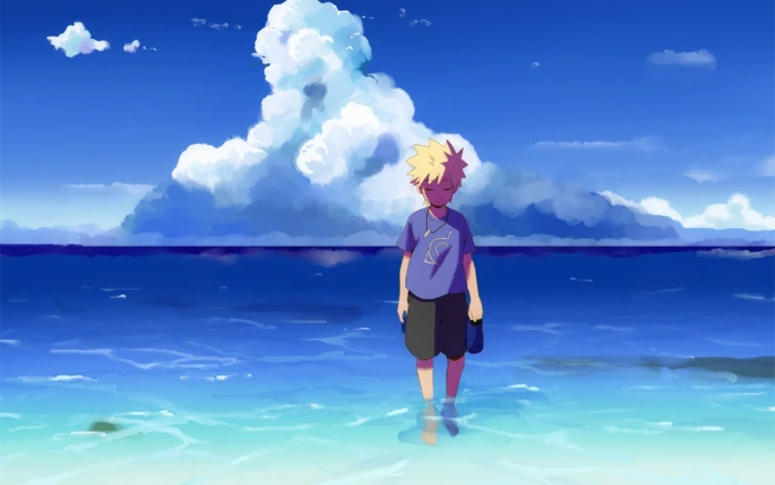 anime beach digital art landscape Masashi Kishimoto Naruto Shippuuden 2k