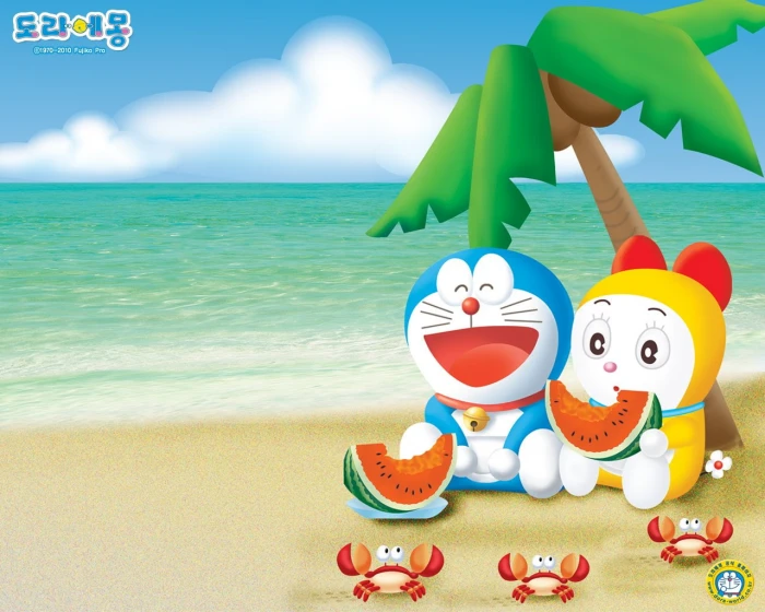 Anime Doraemon beach sea vacations summer sand fun tropical Climate