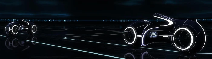 black and white robotic motorcycle digital wallpaper Tron Legacy 2k 4k