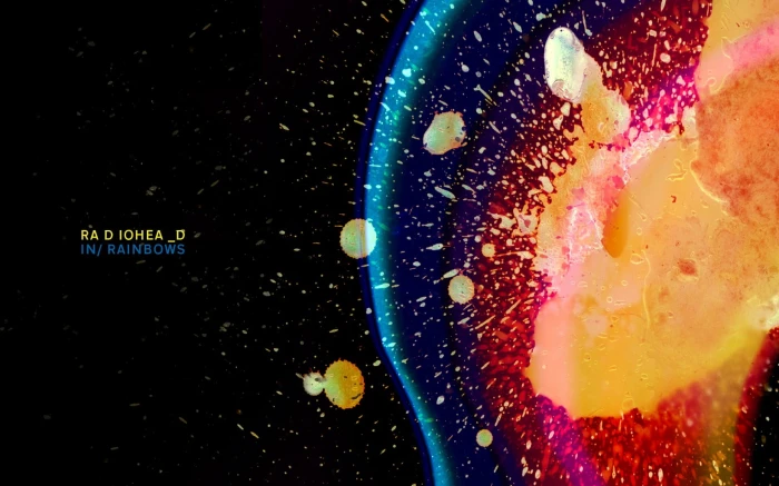 black background with text overlay music album covers Radiohead 2k