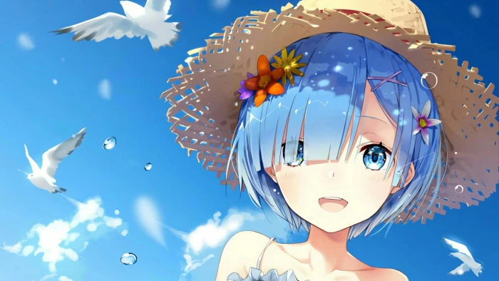 blue haired girl anime character Rem Re Zero Kara Hajimeru Isekai Seikatsu 2k