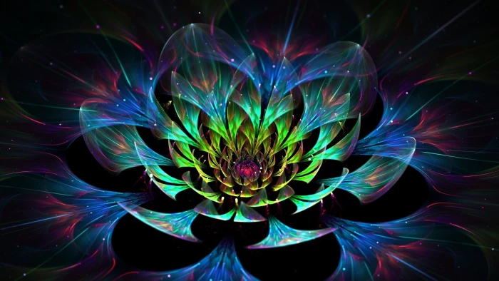 abstract art digital colorful fractal flowers glowing 2k