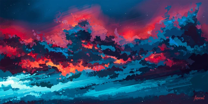 abstract painting artwork Aenami no people night sky nature 2k