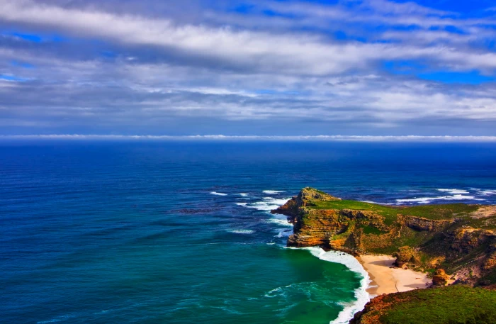 aerial shot of body water during daytime Cape Point HDR 2k