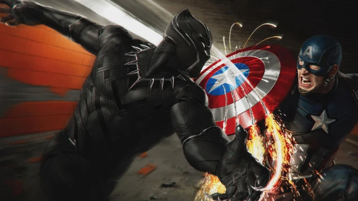 Captain America illustration Marvel Black Panther vs poster 2k