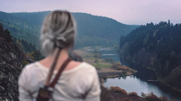 Ciri The Witcher 3 Wild Hunt cosplay landscape 2k