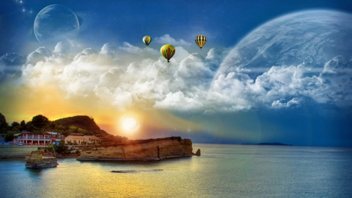 fantasy sun sunset sunrise sky silhouette dusk evening 2k