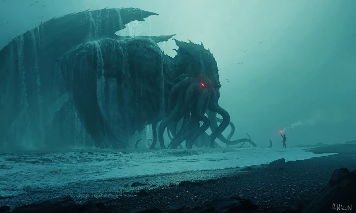 artwork Cthulhu ArtStation digital art fantasy rain 2k