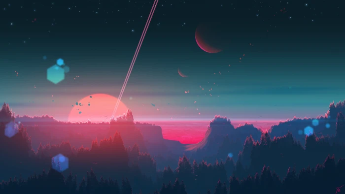 space art digital painting sky dystopian fantasy landscape 2k