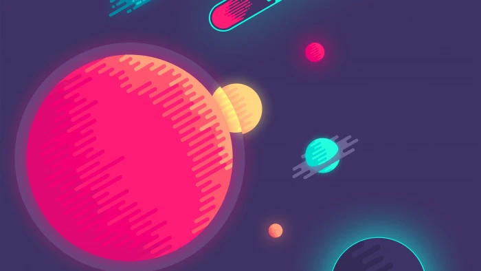 space light circle planet magenta neon sky graphics 2k 4k