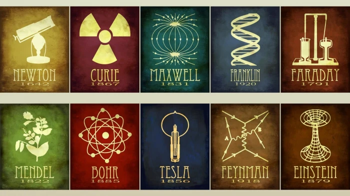 assorted color symbols illustration scientists science Isaac Newton 2k