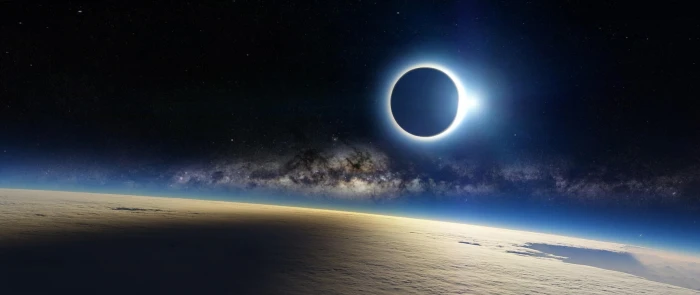 solar eclipse space art planet digital moon night astronomy 2k