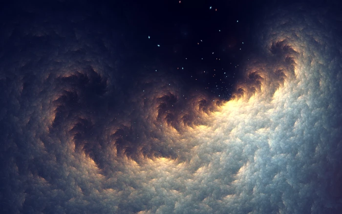 black and gray cloud digital wallpaper fractal abstract stars 2k