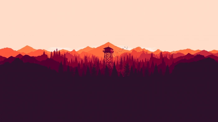 tower low poly colorful nature forest digital art landscape 2k 4k