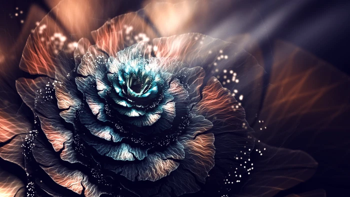 blue and brown flower wallpaper abstract fractal flowers 2k