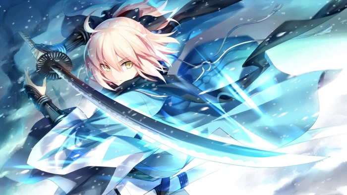 woman holding sword wallpaper anime girls katana pink hair 2k